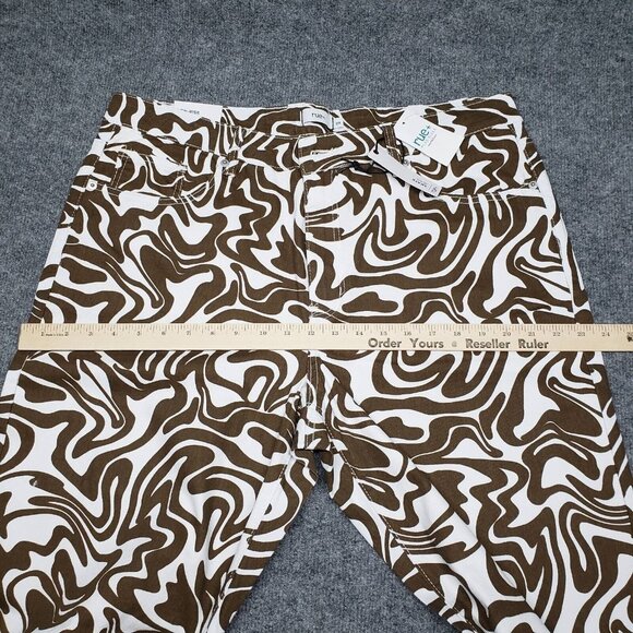 Rue21 Jeans Womens Plus 2X Brown White Denim Skate Straight Leg Wavy Stretch New - Picture 6 of 12